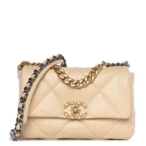 chanel 19 beige small|chanel 19 medium.